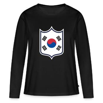 Corée du Sud - T-shirt manches longues Premium bio Femme - noir - Devant - Julia (174cm)