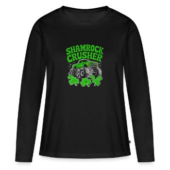 Skt Patricks Day Shamrock crusher - Women's Premium Organic Long Sleeve Shirt - black - Front - Julia (174cm)