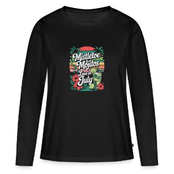 Mistletoe and mojitos Christmas in July - Frauen Premium Bio Langarmshirt - Schwarz - Vorne - Julia (174cm)