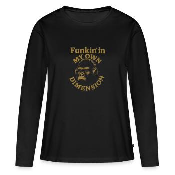Funkin own dimension groove gorilla - Frauen Premium Bio Langarmshirt - Schwarz - Vorne - Julia (174cm)