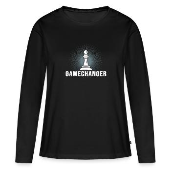 Échec et mat Shakhty avec pion - T-shirt manches longues Premium bio Femme - noir - Devant - Julia (174cm)