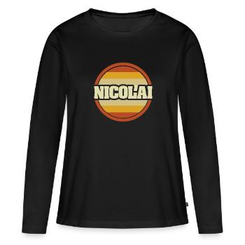 Prénom Nicolai - T-shirt manches longues Premium bio Femme - noir - Devant - Julia (174cm)
