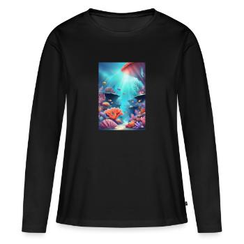 Récifs coralliens colorés - T-shirt manches longues Premium bio Femme - noir - Devant - Julia (174cm)