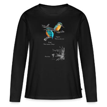 Eisvogel weiß - Frauen Premium Bio Langarmshirt - Schwarz - Vorne - Julia (174cm)
