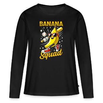 Retro Banane Neuheit Männer Frauen Kinder Lustige Banane - Frauen Premium Bio Langarmshirt - Schwarz - Vorne - Julia (174cm)