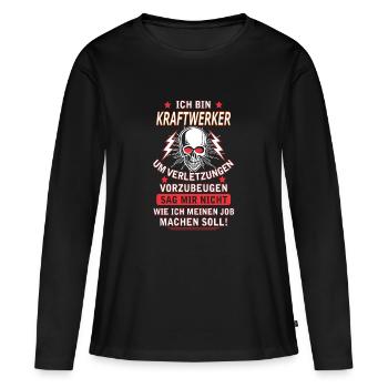 KRAFTWERKER - Frauen Premium Bio Langarmshirt - Schwarz - Vorne - Julia (174cm)