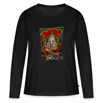 LOVE GANESHA - Frauen Premium Bio Langarmshirt - Schwarz - Vorne - Julia (174cm)