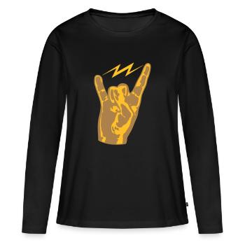 hand finger heavy metal hard rock konzert musik pa - Frauen Premium Bio Langarmshirt - Schwarz - Vorne - Julia (174cm)