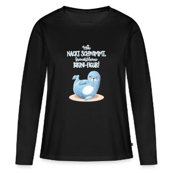Nackt Baden - Frauen Premium Bio Langarmshirt - Schwarz - Vorne - Julia (174cm)