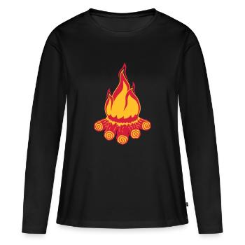 camp campeur camping soir soir campeur bois - T-shirt manches longues Premium bio Femme - noir - Devant - Julia (174cm)
