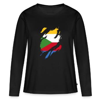 Comoros flag torn motif - Women's Premium Organic Long Sleeve Shirt - black - Front - Julia (174cm)