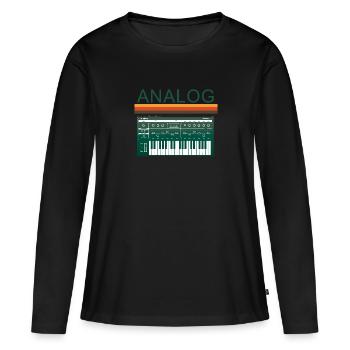 Analoger Vintage-Synthesizer - Frauen Premium Bio Langarmshirt - Schwarz - Vorne - Julia (174cm)