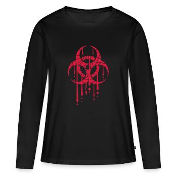 Blood Drops Biohazard Symbol - Women's Premium Organic Long Sleeve Shirt - black - Front - Julia (174cm)