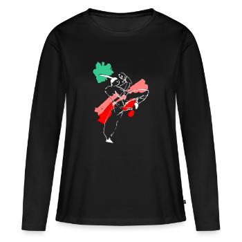 Figurine de combattant Kungfu - Style Shaolin - T-shirt manches longues Premium bio Femme - noir - Devant - Julia (174cm)