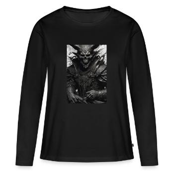 Démon - T-shirt manches longues Premium bio Femme - noir - Devant - Julia (174cm)