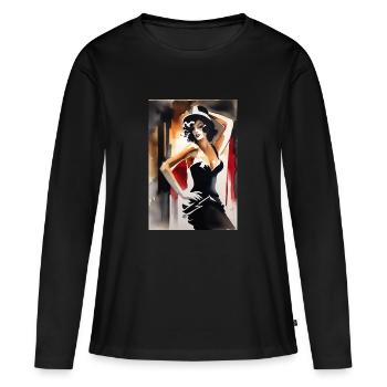 Dame Burlesque Vintage I - T-shirt manches longues Premium bio Femme - noir - Devant - Julia (174cm)