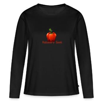 Chilli,geek,chilli geek,pixel, habanero - Frauen Premium Bio Langarmshirt - Schwarz - Vorne - Julia (174cm)