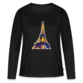 Eiffel tower #16 - T-shirt manches longues Premium bio Femme - noir - Devant - Julia (174cm)