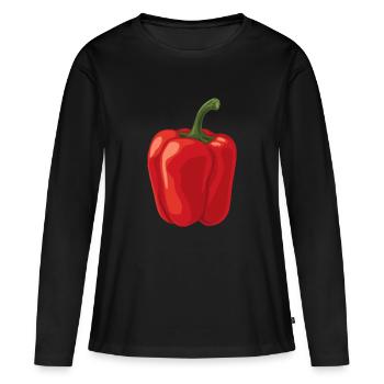 Paprika - T-shirt manches longues Premium bio Femme - noir - Devant - Julia (174cm)