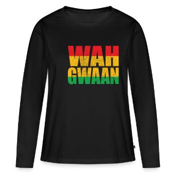 Wah Gwaan Slang Design Jamaica Jamaican Parade - T-shirt manches longues Premium bio Femme - noir - Devant - Julia (174cm)