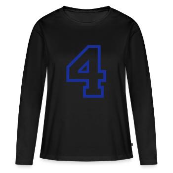 DIE NUMMER VIER - 4 - Frauen Premium Bio Langarmshirt - Schwarz - Vorne - Julia (174cm)
