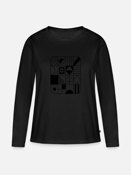 Abstraktes Grafik-Muster in Raster / Pattern - Frauen Premium Bio Langarmshirt - Schwarz