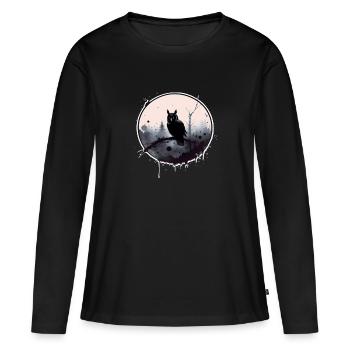 Nachteule - Frauen Premium Bio Langarmshirt - Schwarz - Vorne - Julia (174cm)