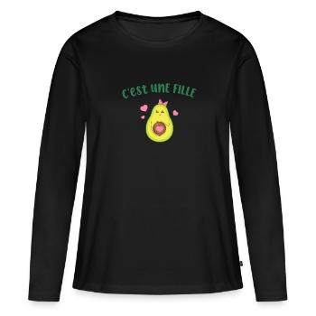 C'est une fille t-shirt annonce grossesse maman - T-shirt manches longues Premium bio Femme - noir - Devant - Julia (174cm)