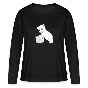 L’ours polaire sur le glaçon - T-shirt manches longues Premium bio Femme - noir - Devant - Julia (174cm)
