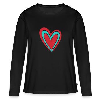 Heart - Women's Premium Organic Long Sleeve Shirt - black - Front - Julia (174cm)