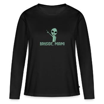 Bayside Miami Shadow Alien - Frauen Premium Bio Langarmshirt - Schwarz - Vorne - Julia (174cm)