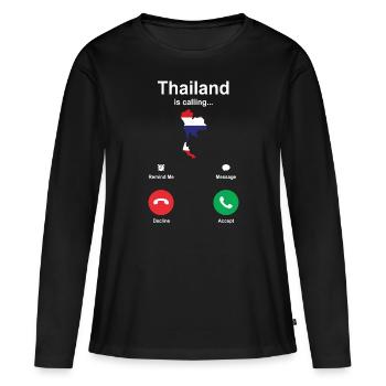 Thailand - Frauen Premium Bio Langarmshirt - Schwarz - Vorne - Julia (174cm)