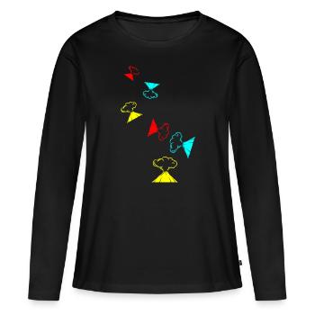 Icône de volcan - T-shirt manches longues Premium bio Femme - noir - Devant - Julia (174cm)