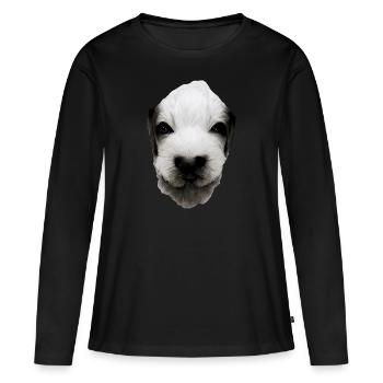 Visage de chiot - T-shirt manches longues Premium bio Femme - noir - Devant - Julia (174cm)