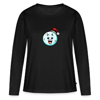 Schneeball mit Weihnachtsmütze #3/9 - Frauen Premium Bio Langarmshirt - Schwarz - Vorne - Julia (174cm)
