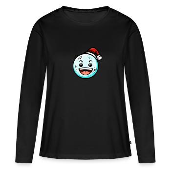 Schneeball mit Weihnachtsmütze #1/9 - Frauen Premium Bio Langarmshirt - Schwarz - Vorne - Julia (174cm)