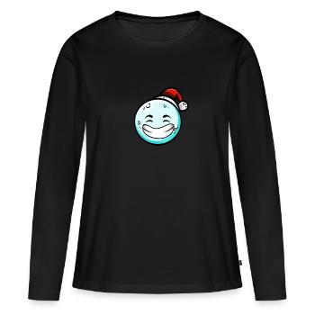 Schneeball mit Weihnachtsmütze #6/9 - Frauen Premium Bio Langarmshirt - Schwarz - Vorne - Julia (174cm)
