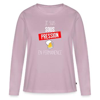 je suis sous pression cadeau - T-shirt manches longues Premium bio Femme - rose poudré - Devant - Julia (174cm)