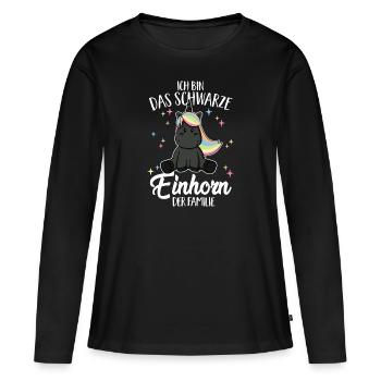 Das schwarze Einhorn der Familie Schwarzes Schaf - Frauen Premium Bio Langarmshirt - Schwarz - Vorne - Julia (174cm)