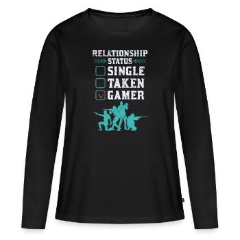 Relationship Status Gamer Design - Frauen Premium Bio Langarmshirt - Schwarz - Vorne - Julia (174cm)