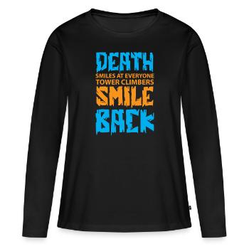 Der Tod lächelt jeden an, Industriekletterer - Frauen Premium Bio Langarmshirt - Schwarz - Vorne - Julia (174cm)