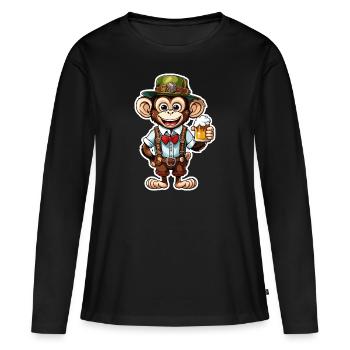 Lederhosen / Animal / Traditional costume / Tradition / Monkey - Women's Premium Organic Long Sleeve Shirt - black - Front - Julia (174cm)