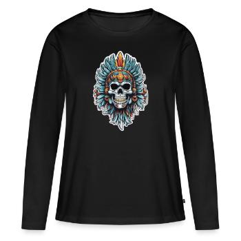 Maya / Haute Culture / Pérou / Calendrier Maya / Motif - T-shirt manches longues Premium bio Femme - noir - Devant - Julia (174cm)