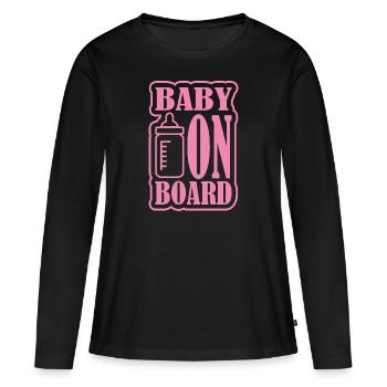 Bébé à bord - T-shirt manches longues Premium bio Femme - noir - Devant - Julia (174cm)