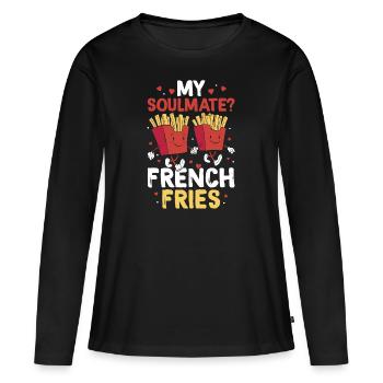 : Mon âme sœur croquante - T-shirt manches longues Premium bio Femme - noir - Devant - Julia (174cm)