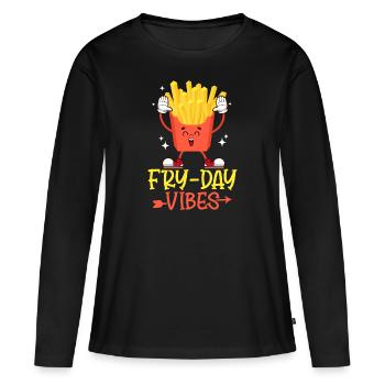 Sensations de la journée de frites : délices croquants et moments heureux - T-shirt manches longues Premium bio Femme - noir - Devant - Julia (174cm)