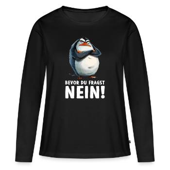 pingouin oiseau poussin avant de demander non - T-shirt manches longues Premium bio Femme - noir - Devant - Julia (174cm)
