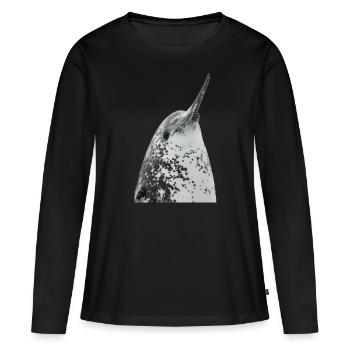 Narval - T-shirt manches longues Premium bio Femme - noir - Devant - Julia (174cm)