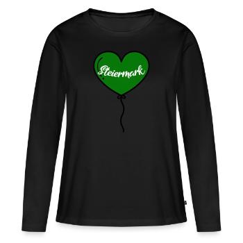Ballon cœur de Styrie - T-shirt manches longues Premium bio Femme - noir - Devant - Julia (174cm)
