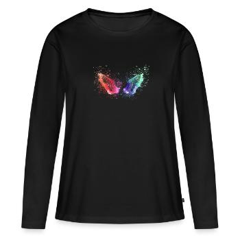 ailes d’ange, ailes, aquarelle, graffiti, ailes d’ange - T-shirt manches longues Premium bio Femme - noir - Devant - Julia (174cm)